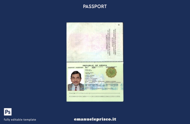 modello di passaporto Kenya in stile verificato ().